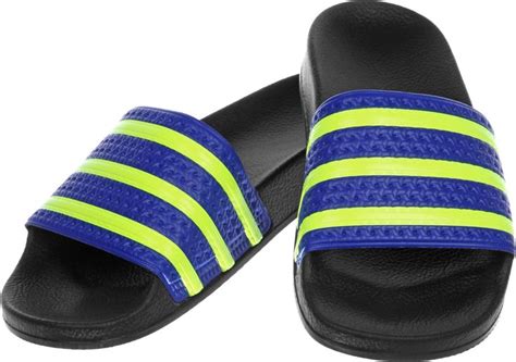 adidas slippers blauw met geel|adidas adilette slippers.